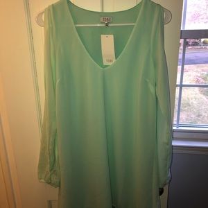 Mint green chiffon midi dress